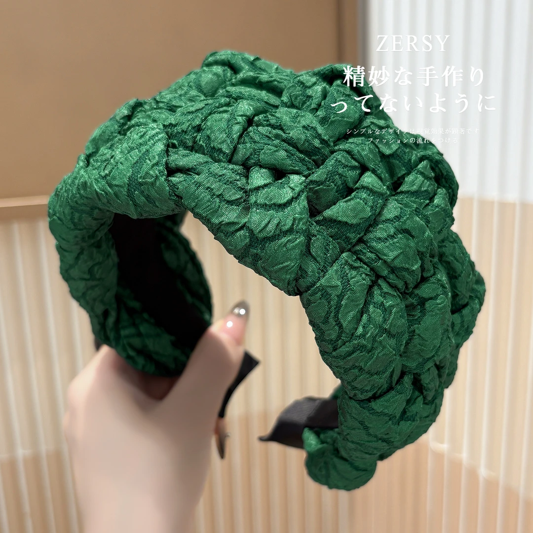 宽边编织纯色发箍女款高颅顶洋气时尚发卡日常外戴遮白发洗脸头箍