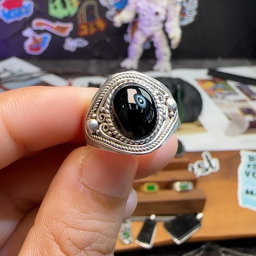 ****r翡翠银S925镶嵌戒指