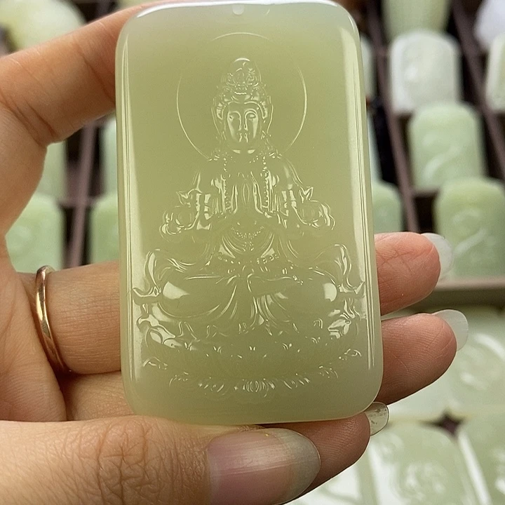 昆仑石双面观音牌