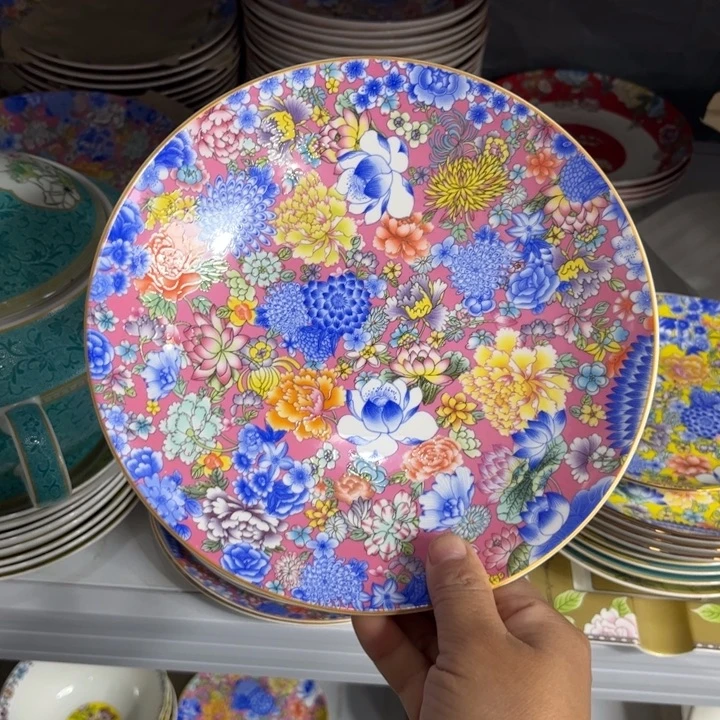 骨瓷万花八寸满花深盘四个