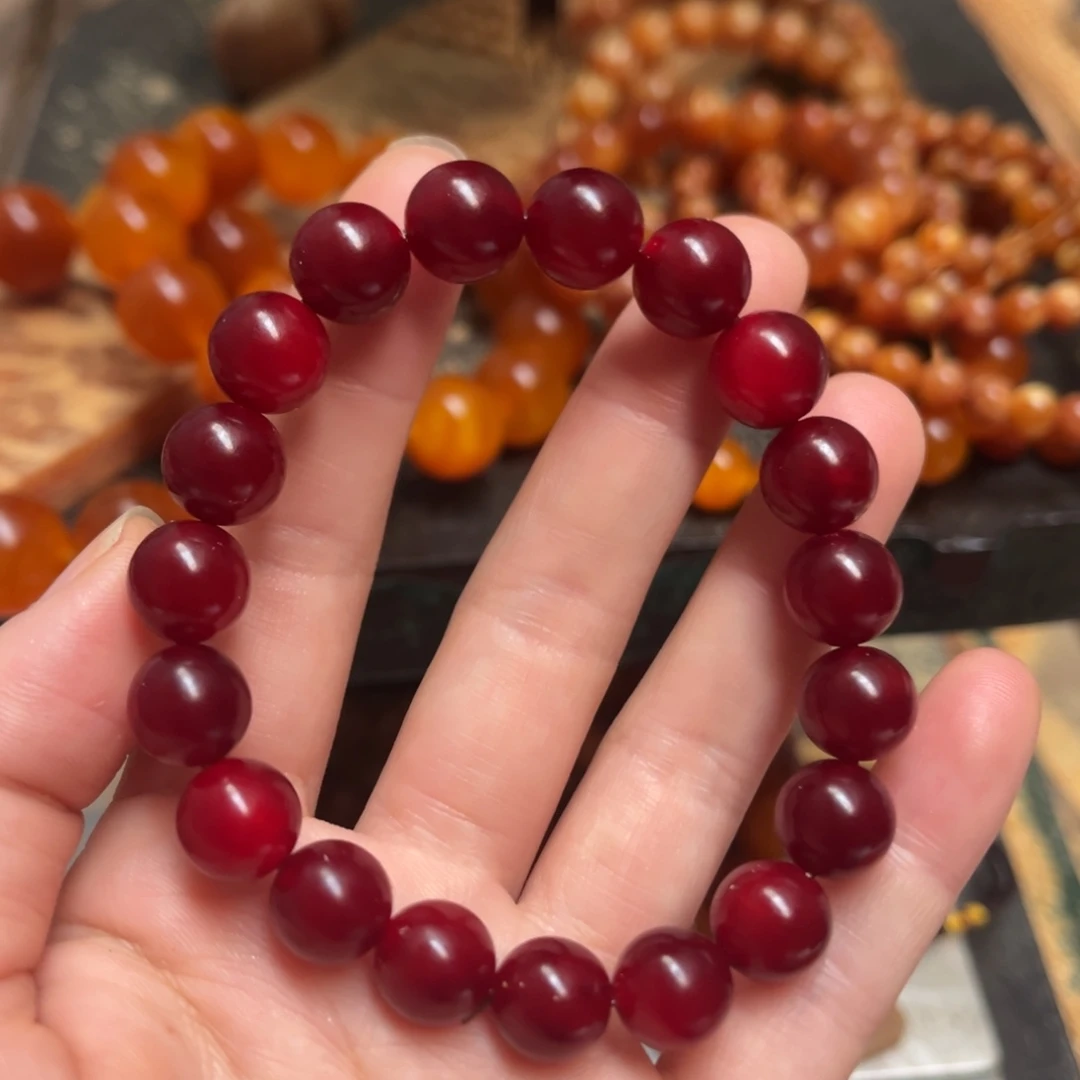 松木（琥珀木）手串/手链1.1包浆红色