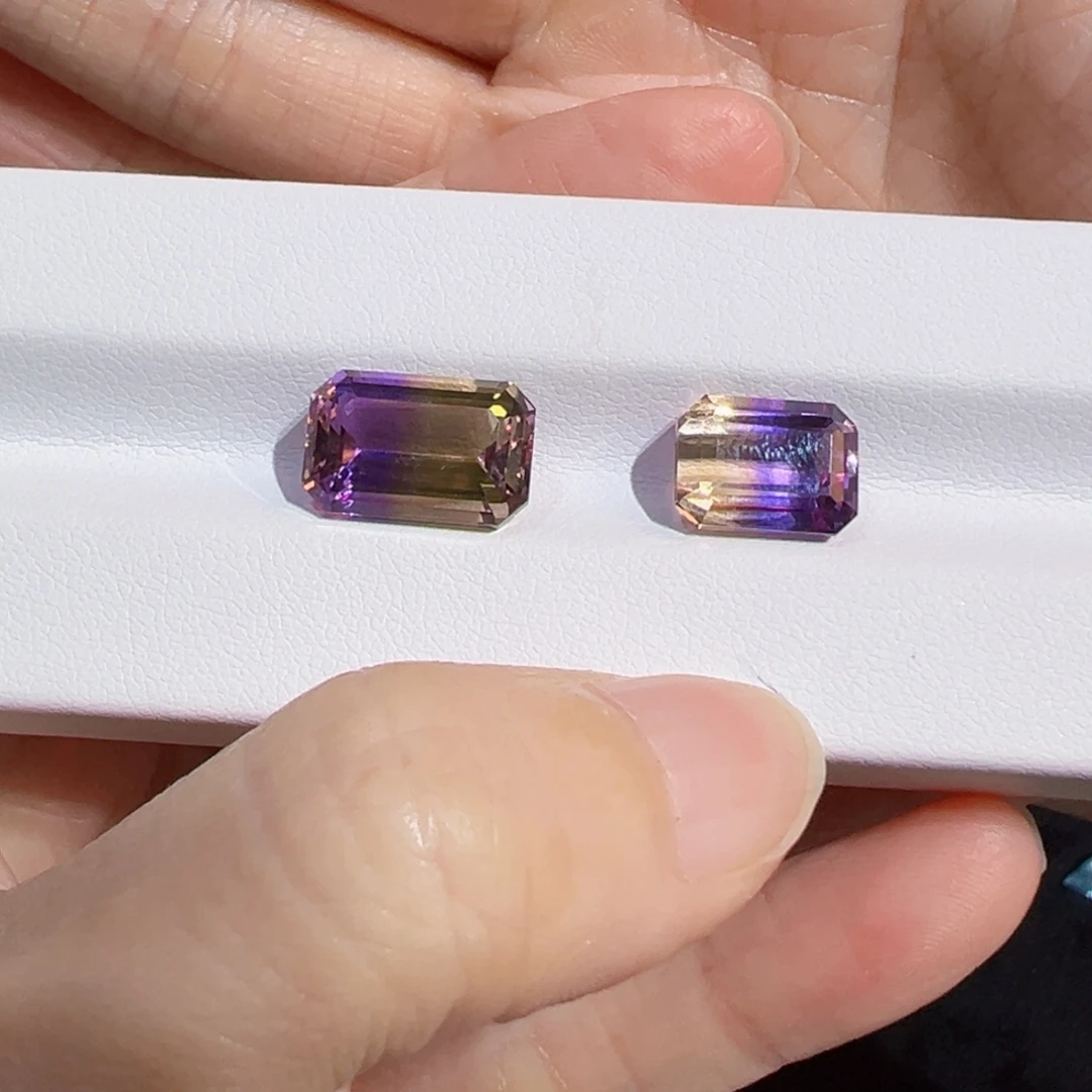 S***矜紫晶未镶嵌珠宝半成品10ct两颗紫黄晶
