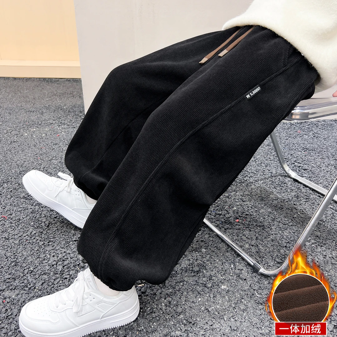 2025男童中大童秋冬一体绒加绒加厚御寒保暖时尚休闲裤