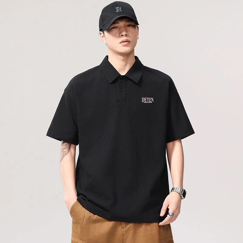 美式休闲POLO衫男士短袖夏季宽松潮牌大码男潮流翻领半袖T恤#5356