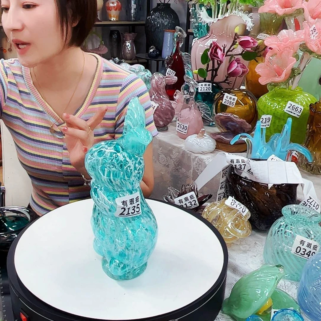 2135瑕 家悦琉璃花瓶摆件