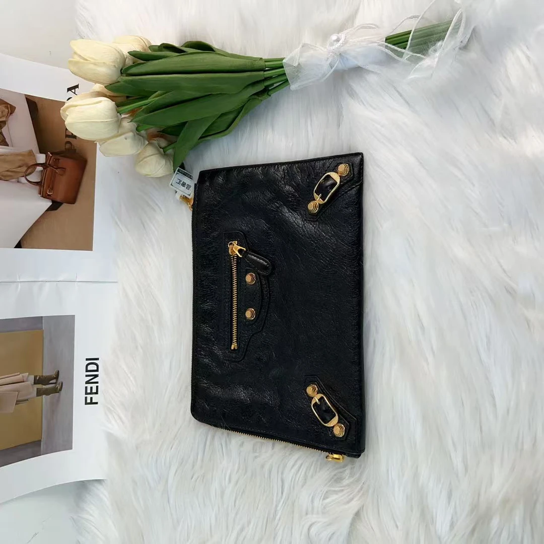 95新 Balenciaga/巴黎世家 巴黎世家黑机车手拿包