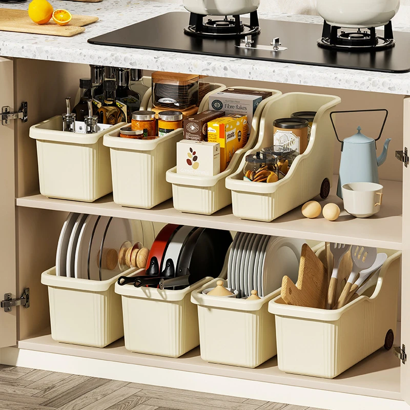 厨房橱柜收纳筐盒锅盖架置物架塑料锅具收纳架橱柜收纳盒储物架子