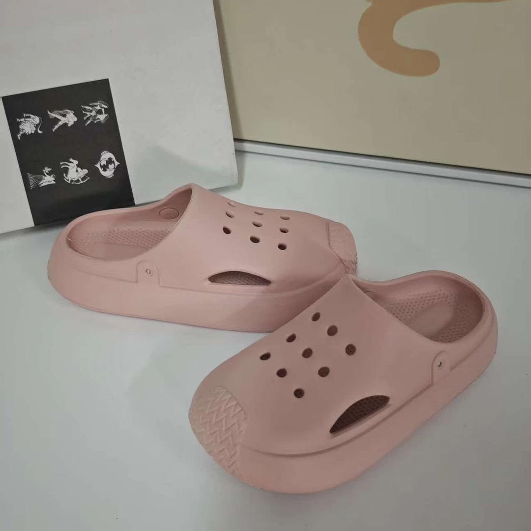 【26-40码】2025夏季新款软底洞洞男女鞋时尚厚底沙滩拖鞋外穿2006