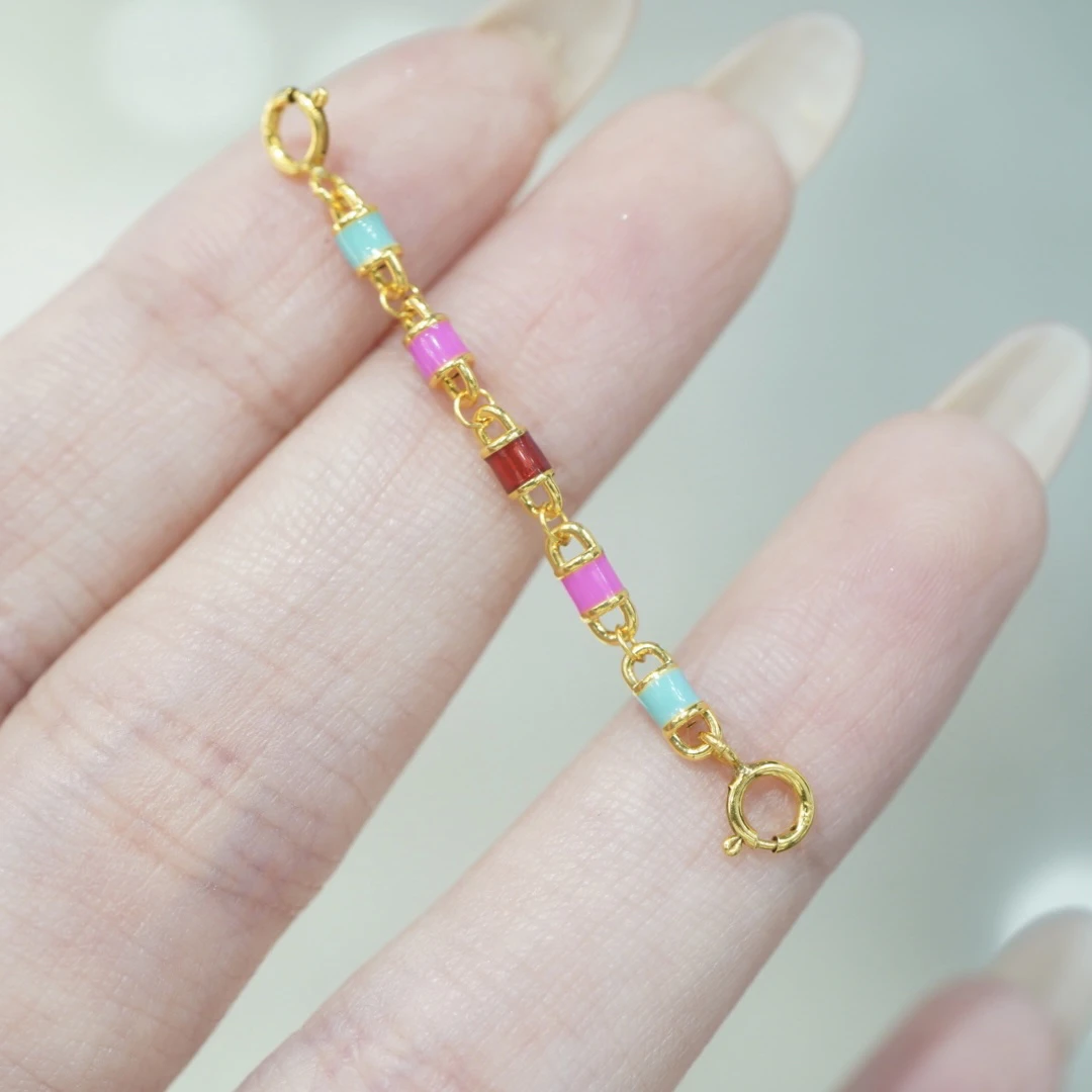 【宝曼珠宝】18K金马卡龙延长链 防掉链 4cm