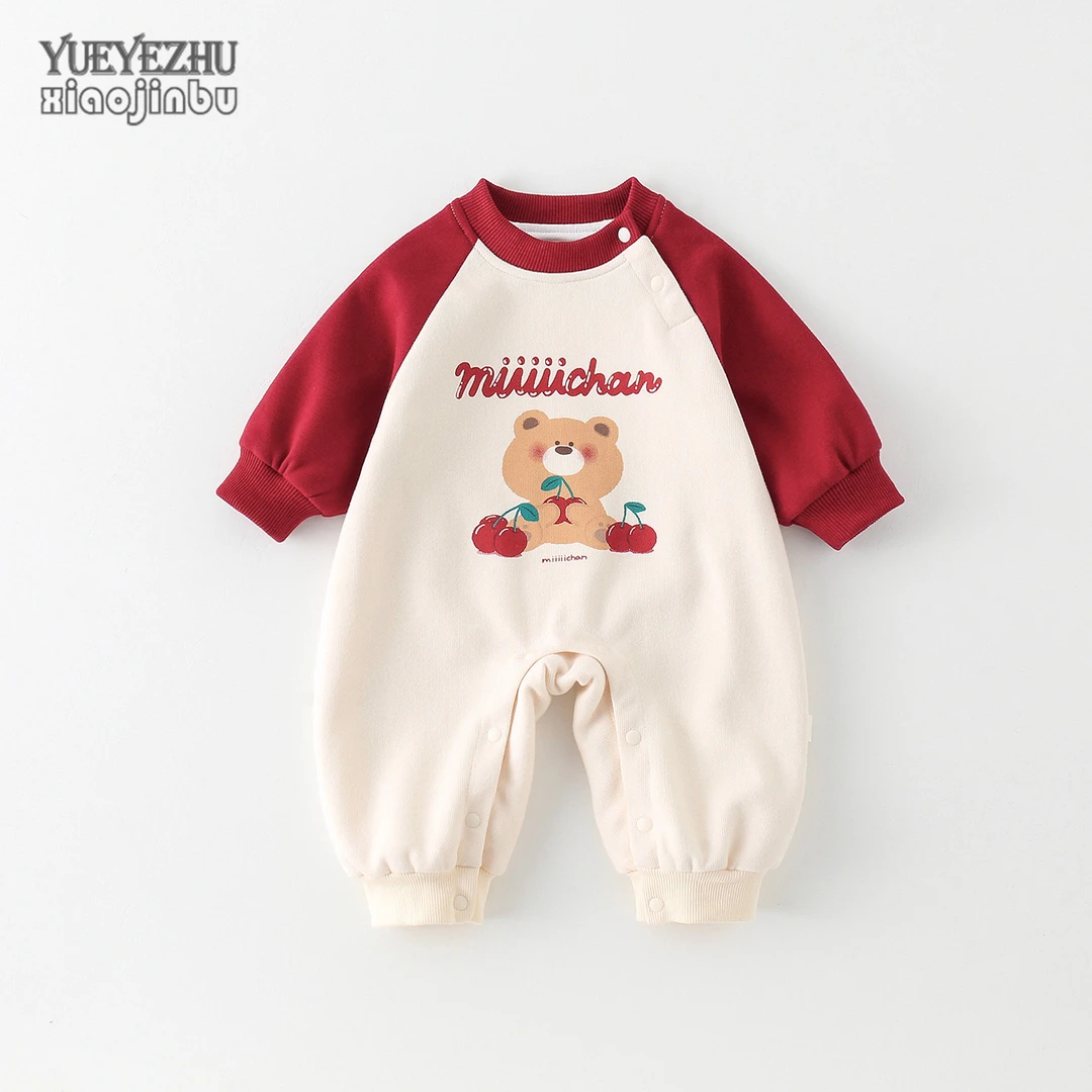 新生婴儿秋装长袖连体衣男女宝宝衣服春秋韩版卡通卫衣外穿哈衣潮