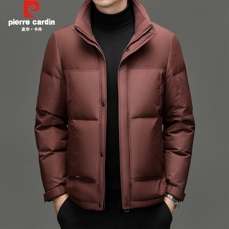 皮尔卡丹正品90鸭绒羽绒服男士冬季潮流立领防寒服保暖高蓬松外套