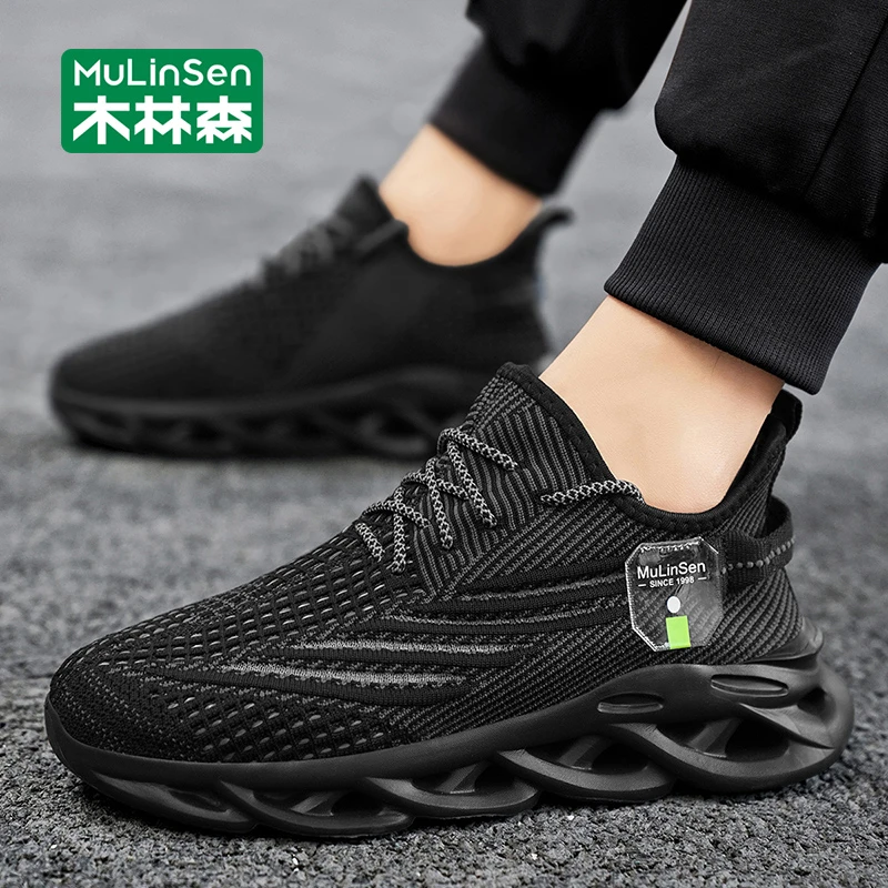 木林森男鞋网面鞋秋季新款外穿时尚休闲运动鞋轻便透气减震跑步鞋