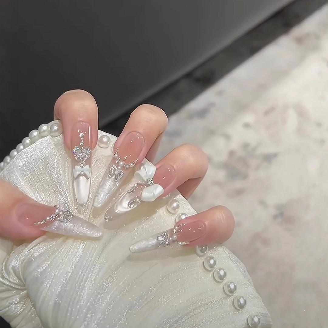 【鎏光星结】高级手工原创设计水波法式精致显白穿戴甲美甲