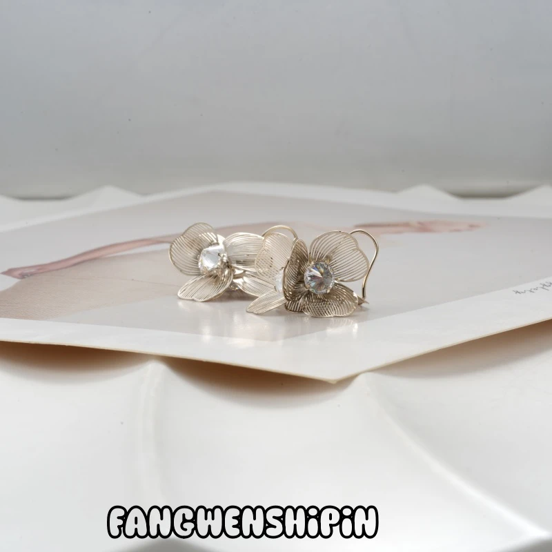 铜合金锆石耳饰 【镀K金】【925银针】耳环5243