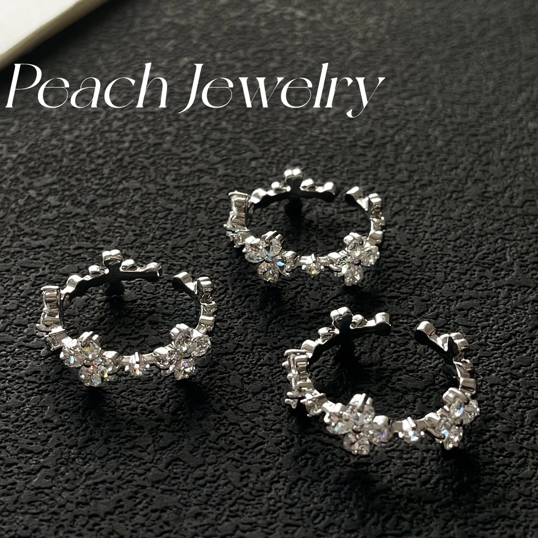 非金属仿水晶戒指 锆石开口四叶草戒指 LN103 多样性发一颜色微差