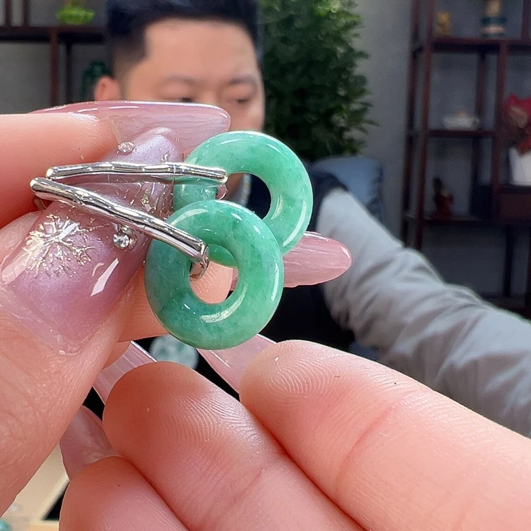 翡翠耳环银S925镶嵌耳环5