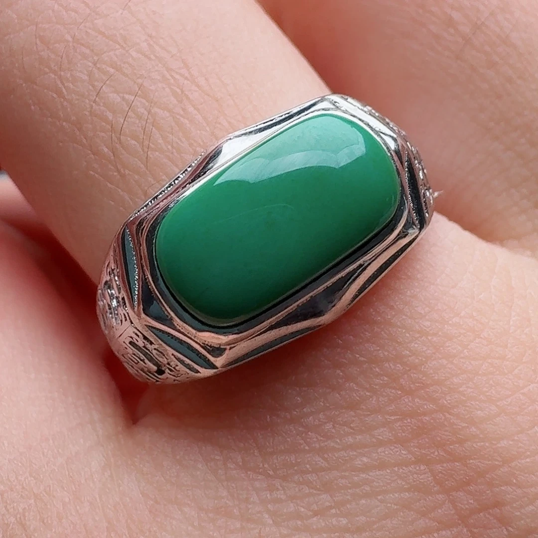 绿松石银S925镶嵌戒指
