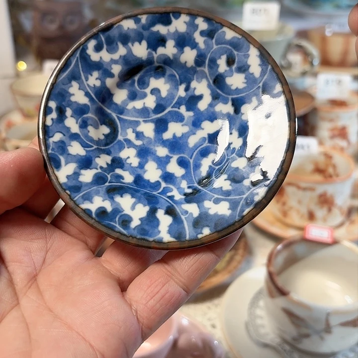 瓷片Siri进口咖啡杯青花青花鼻孔有底款