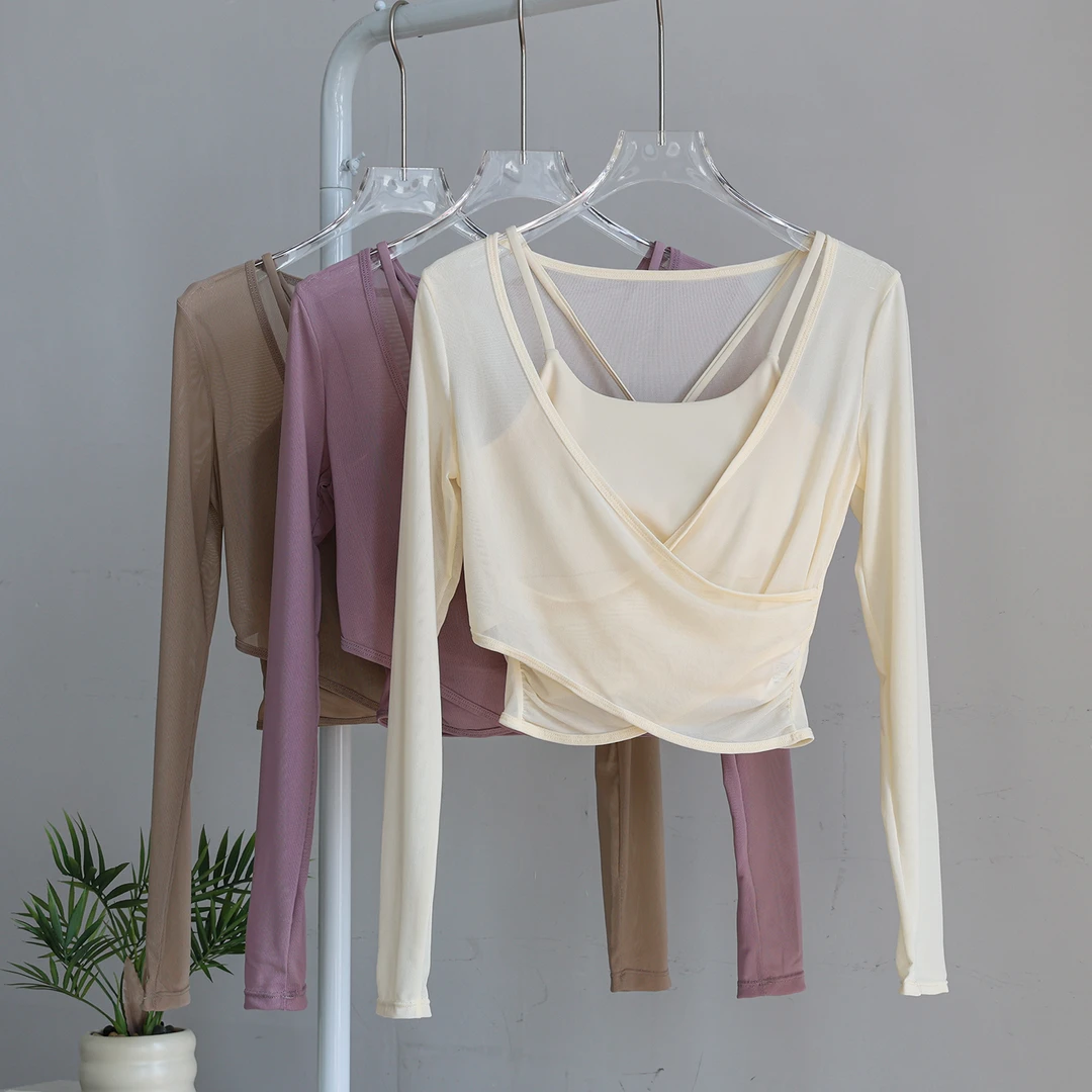 瑜伽服女套装2025新款运动上衣显瘦罩衫普拉提训练健身套装长袖