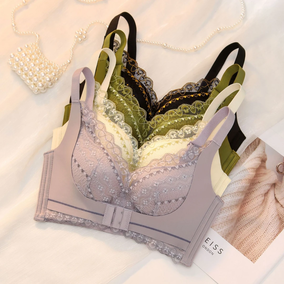 温变杯无钢圈调整型文胸前扣提拉上托小胸聚拢按摩舒适收副乳内衣