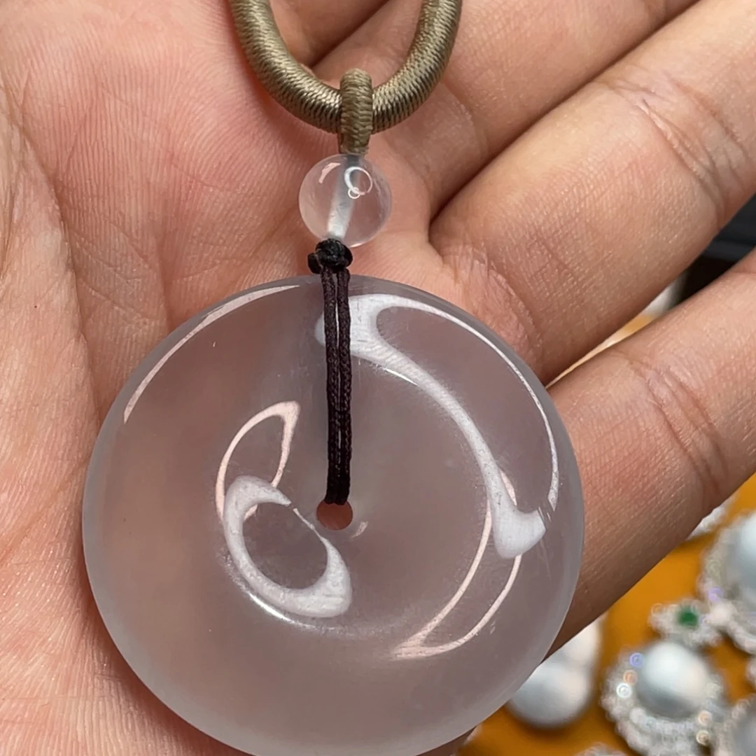 石英质玉未镶嵌冰紫平安扣40*8