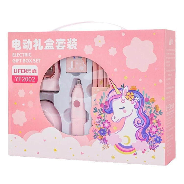 电动文具套装小学生小巧便携转笔刀耐用电动削笔刀奖品送礼礼盒