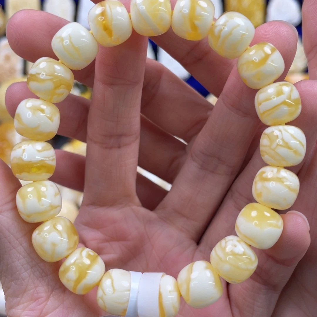 蜜蜡裸石未镶嵌琥珀蜜蜡手串卡11mm