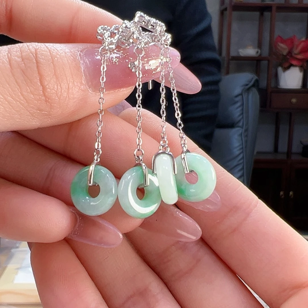 翡翠耳饰银S925镶嵌多样性发货一幅41