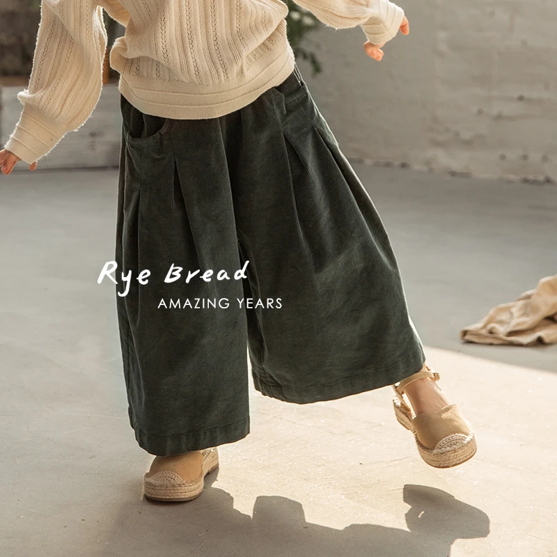 ryebread/黑面包童装 J复古灯芯绒女小童宝宝宽松休闲裤4春秋