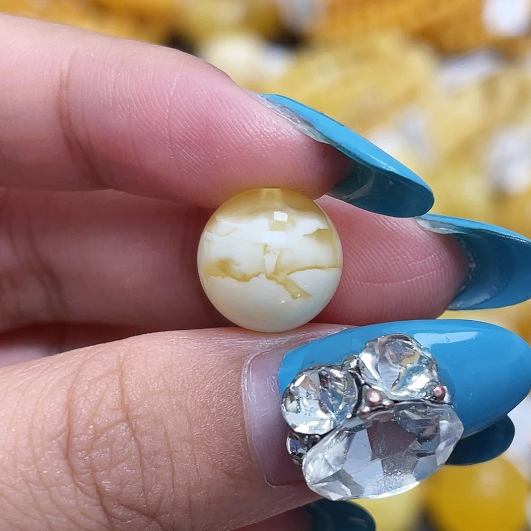 蜜蜡未镶嵌珠宝奇石11.2mm金瓷白虎皮溶洞
