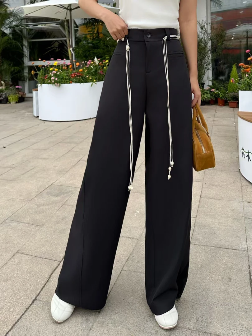 【常规款】速干西裤直筒阔腿裤高腰遮胯显瘦梨形身材裤子