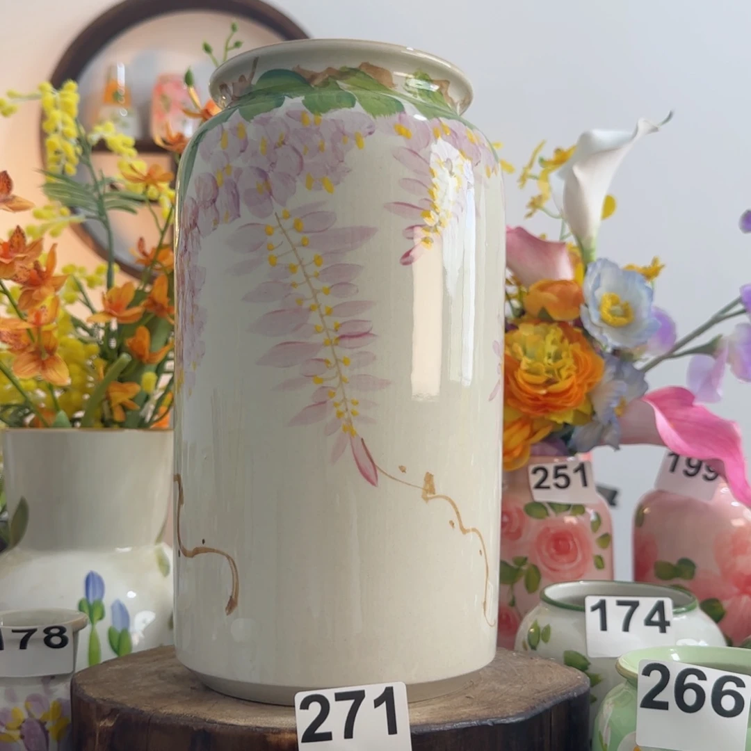 摆件景德镇手绘陶瓷花瓶摆件无孔