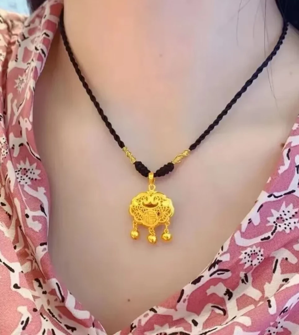 铜合金项链 如意平安锁项链S118