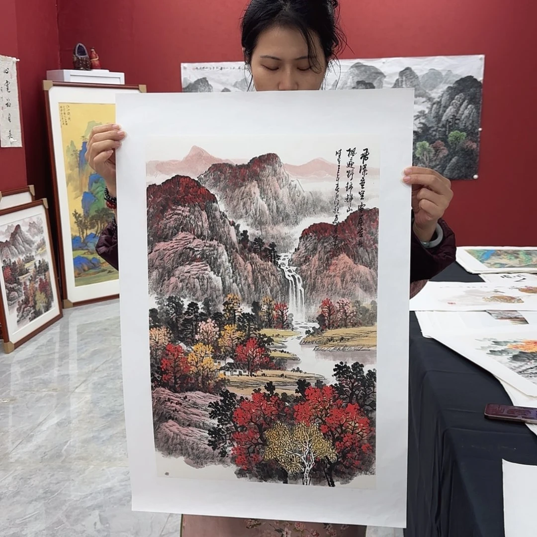 国画国画作品纯手绘四尺三开