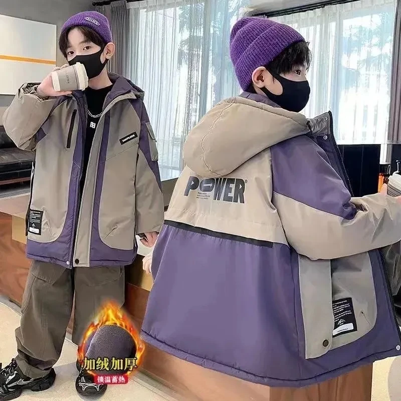 【加绒加厚】男童冬装棉衣外套2025新款儿童装棉服宝宝时髦棉袄上衣