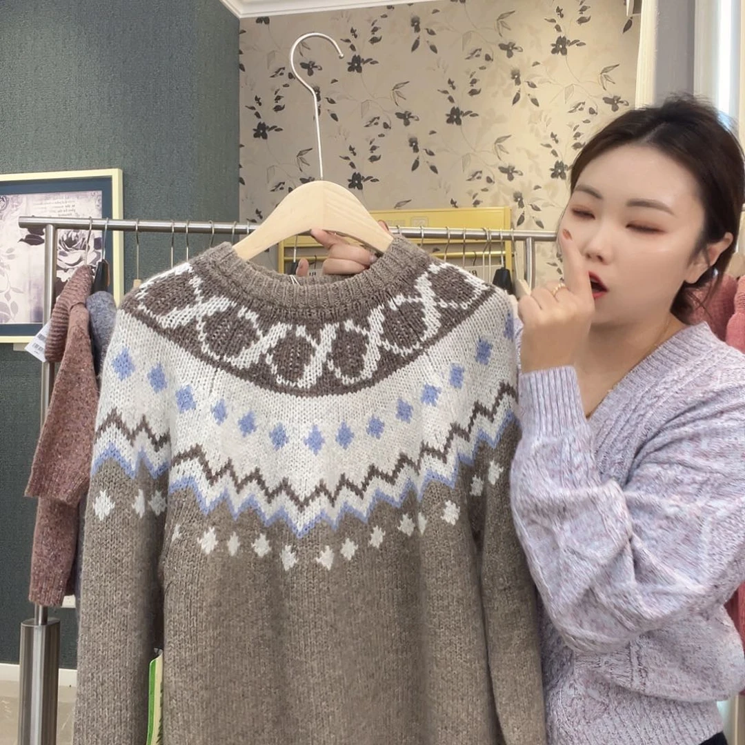 费尔岛套头针织毛衣