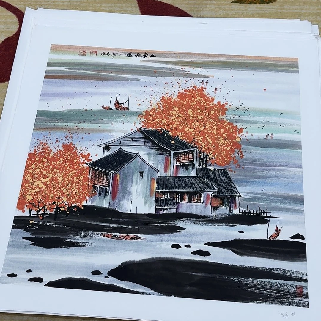 国画四尺斗方手绘作品