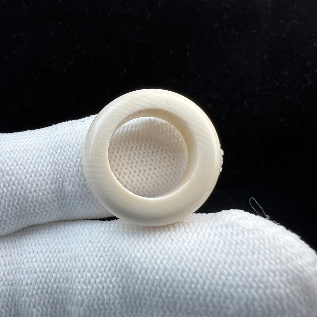 D1332天然猛犸牙跑环戒指内径14.2mm支持鉴定 假一罚四