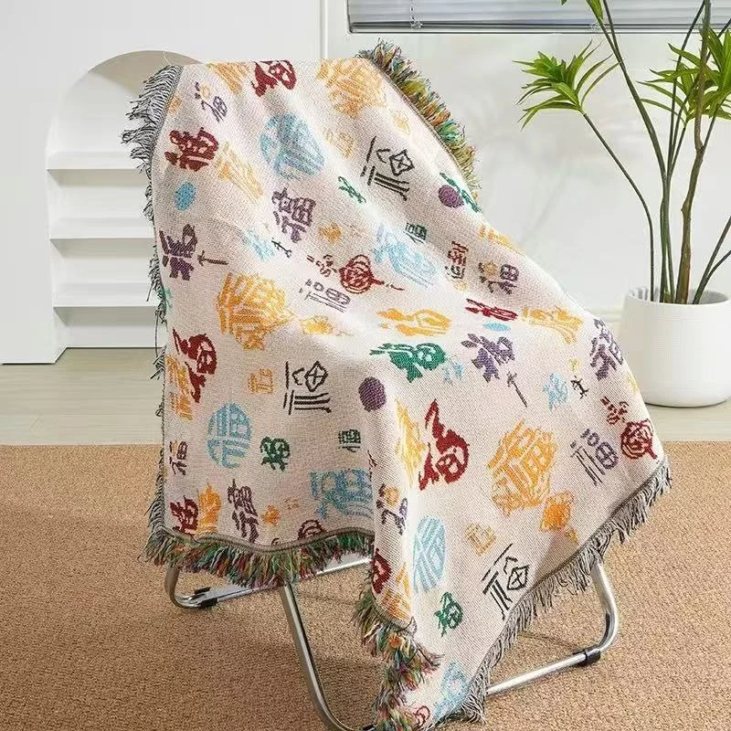 新款棉麻沙发巾多功能线毯万能盖布流苏高档四季通用双面靠背