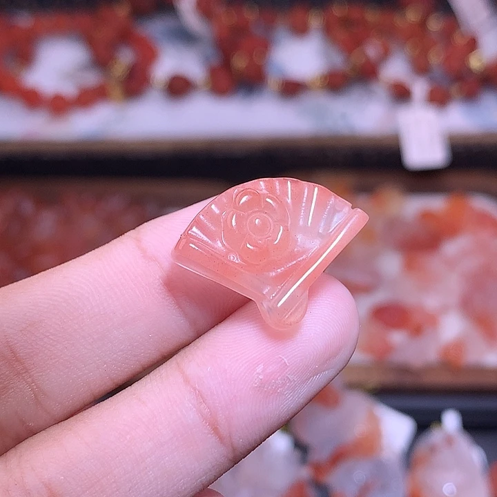 南红玛瑙未镶嵌珠宝半成品扇子