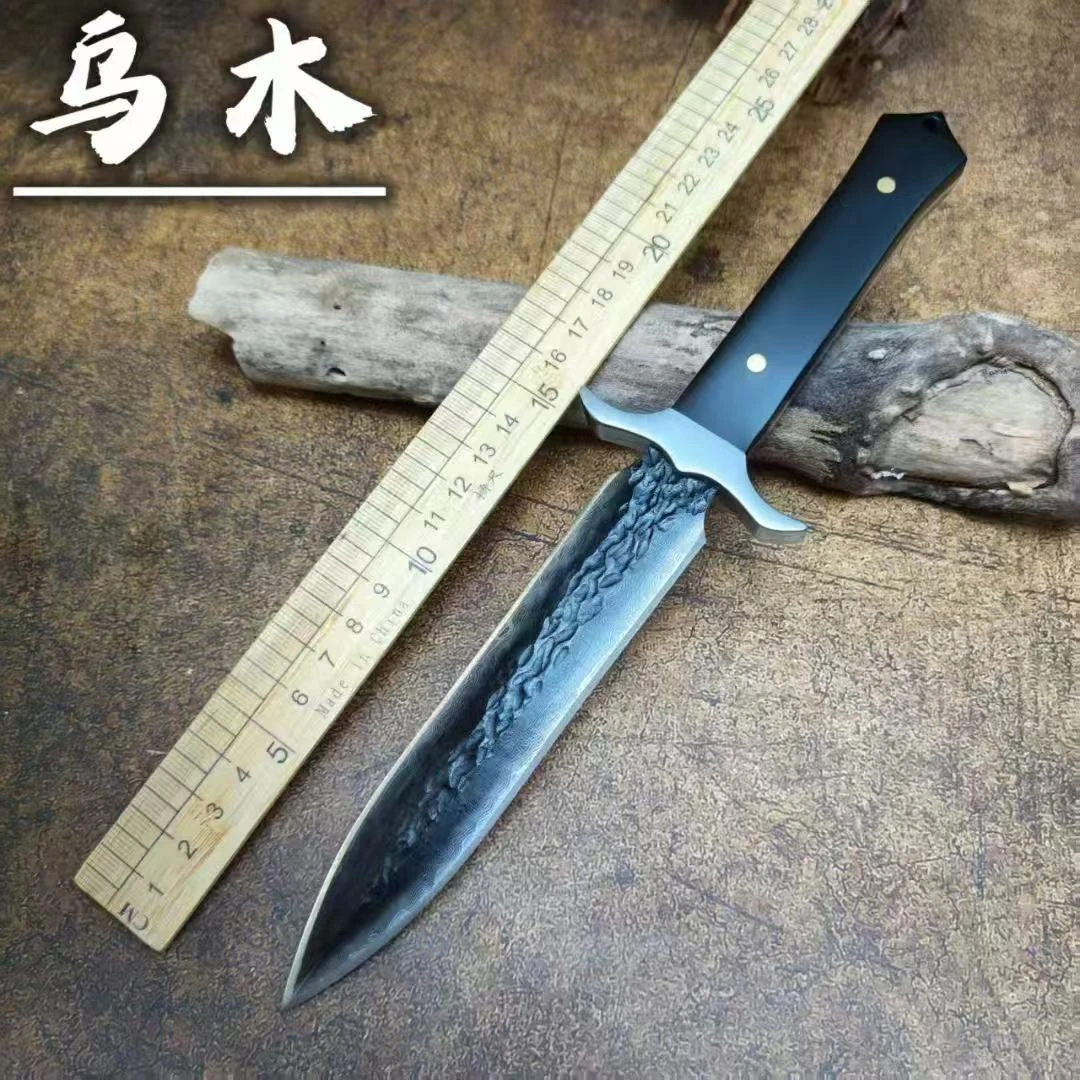 大马士革锻打VG10钢高硬度野外露营求生