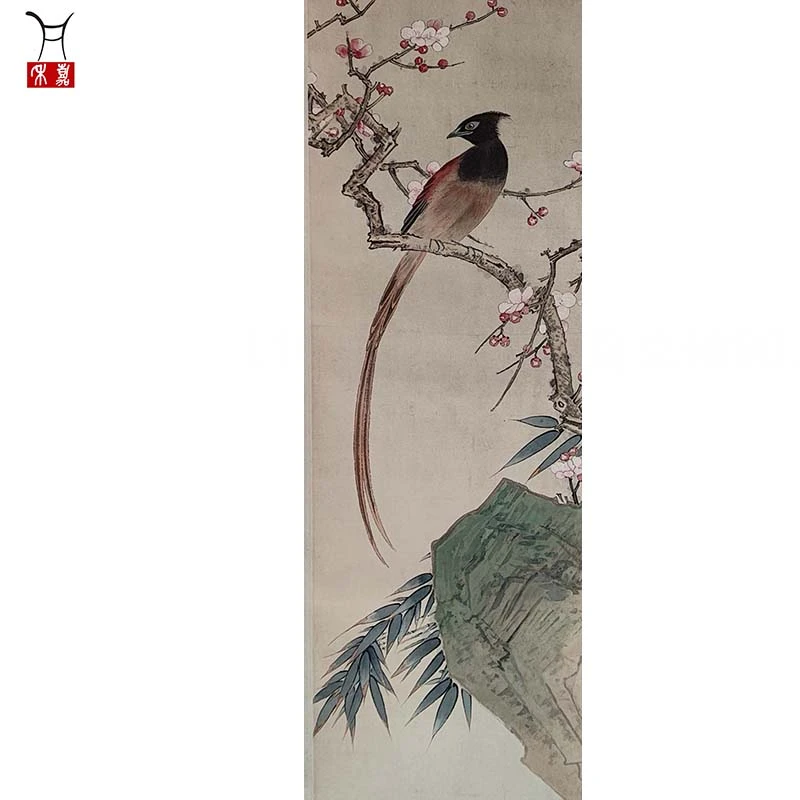 L1032花鸟立轴90.5x31.5/2.5平尺