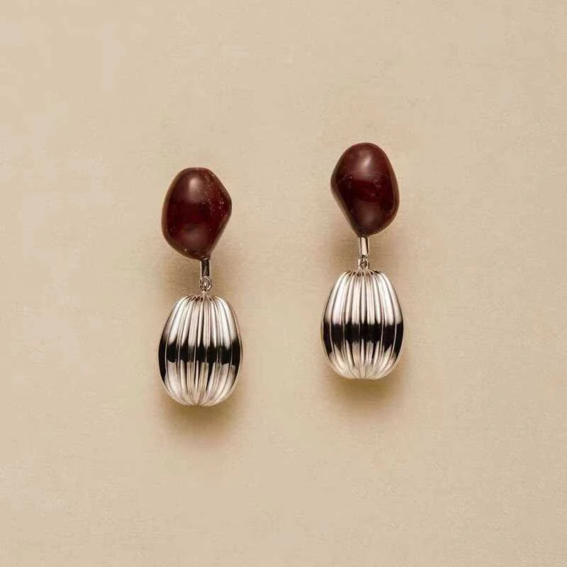 铜合金珐琅耳饰 素 ***觉 红灯笼 简约气质925银针