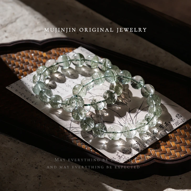 天然绿幽灵水晶手串女款单圈手链小众饰品手饰多样性发一