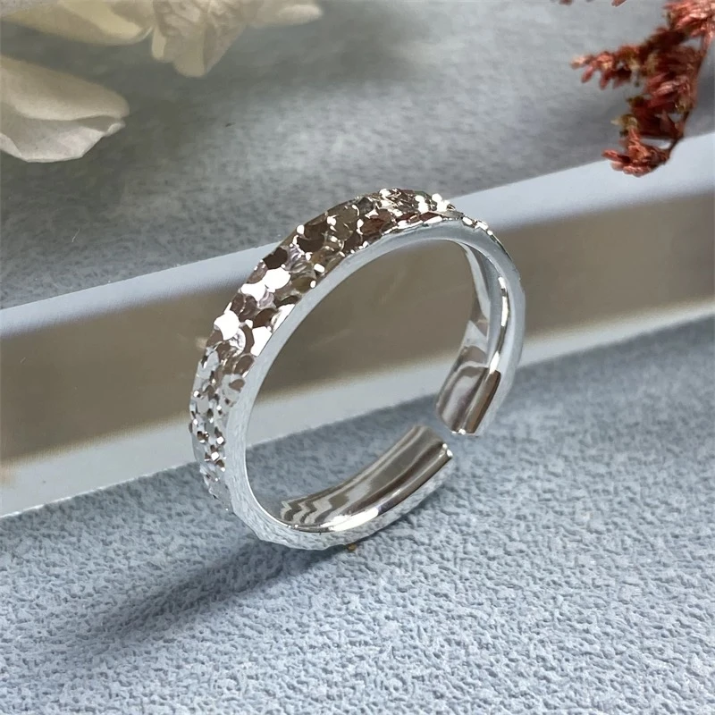 足银戒指 足银制品  FUYU  17  足银开口碎冰冰戒指