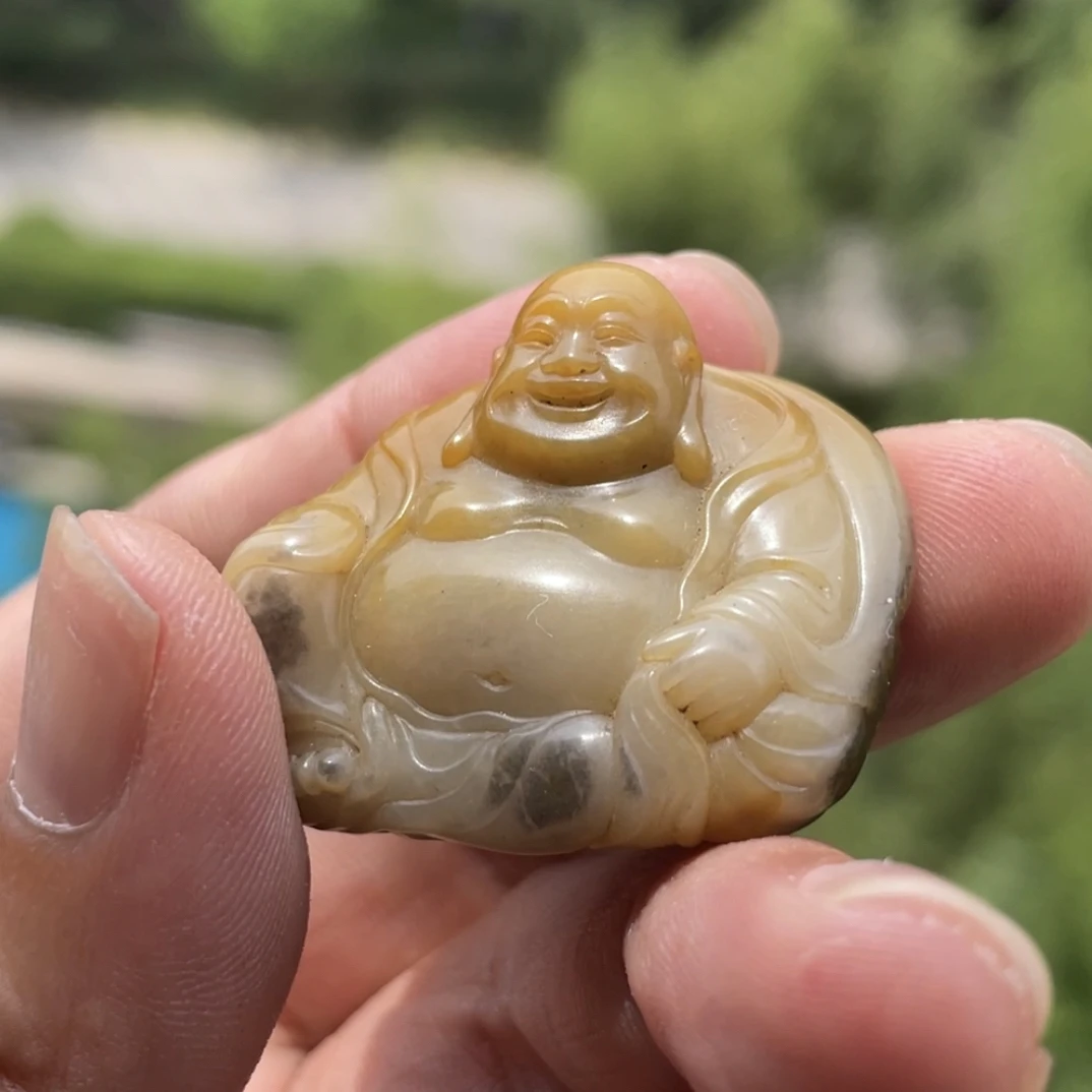 寿山田黄弥勒笑家庭摆件手工精雕男女款