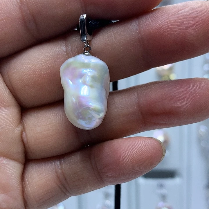 银S925镶嵌巴洛克淡水珍珠