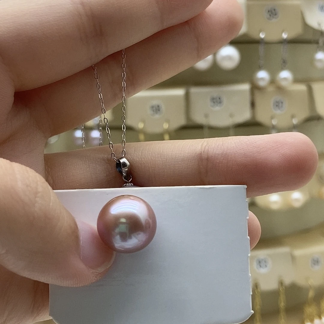淡水珍珠银S925镶嵌颈饰13-14毫米吊坠