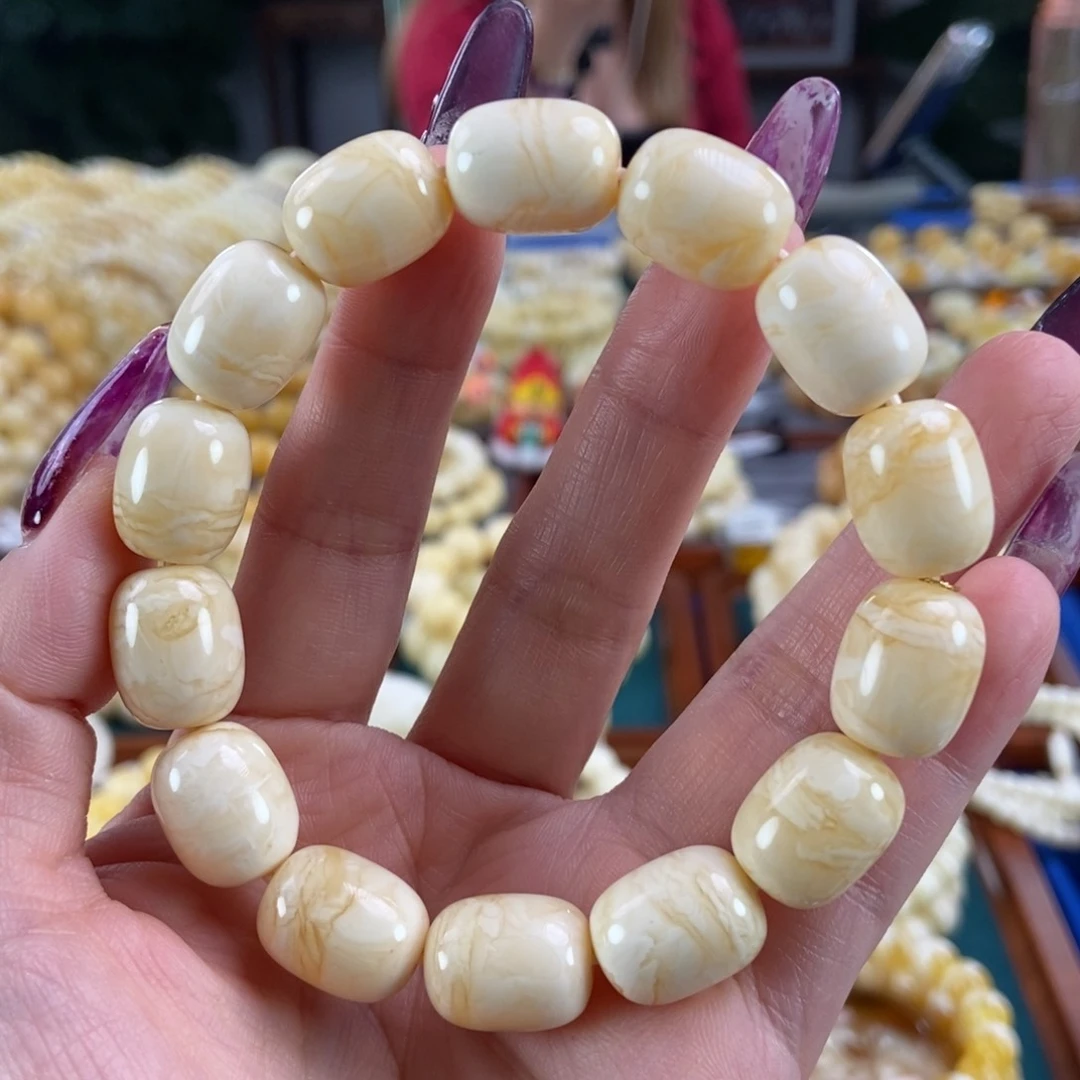 未镶嵌琥珀珠宝奇石12枣珠同料21.25