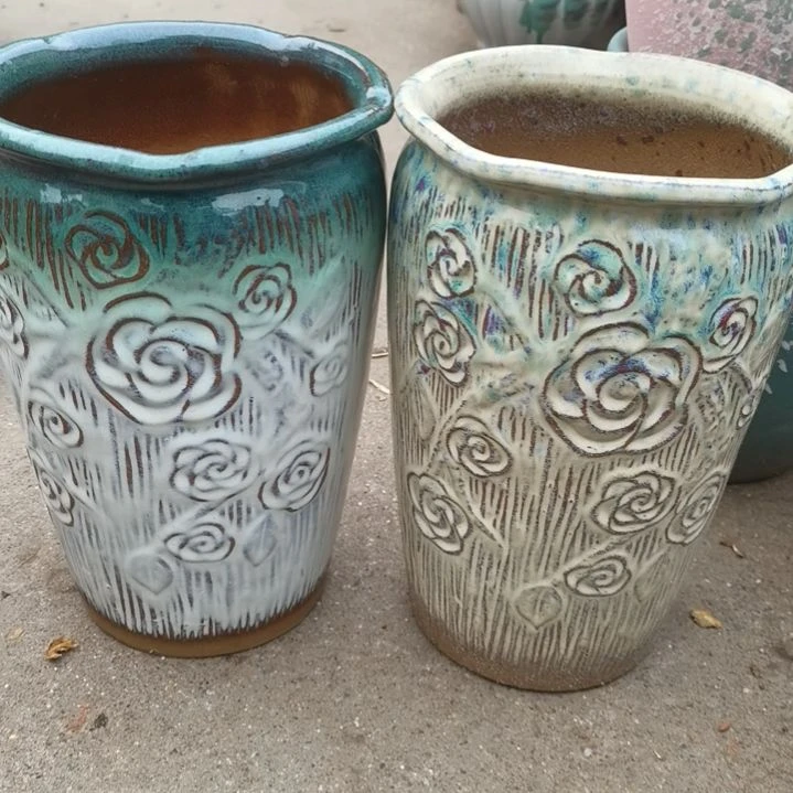 红陶口16高24两个盆